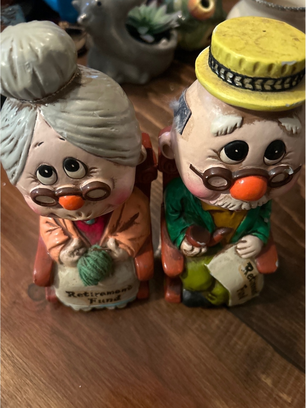 Vintage Ceramic Retirement Fund Couple Figurine Set